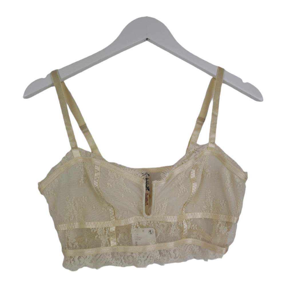 Free People NWT Layer in Floral Lace Bustier in Ivory Size Small Retail $48 - Picture 2 of 13